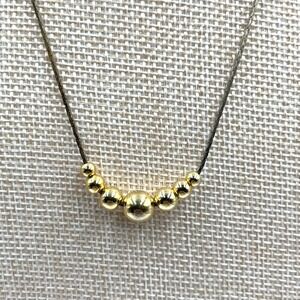 Vintage Gold Tone Bead Bar Link Chain Necklace Minimalist Dainty Sphere Accent